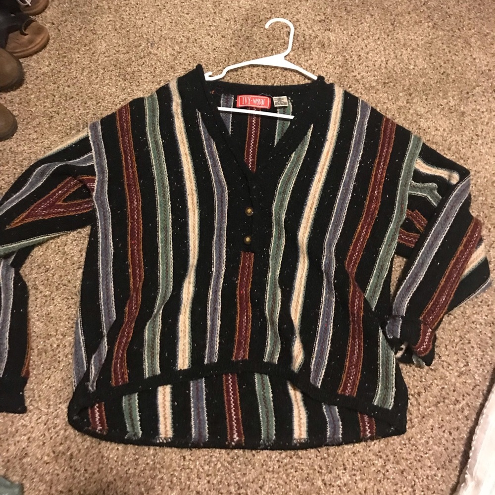 striped v neck sweater